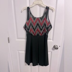 Sequins mesh flowy mini dress